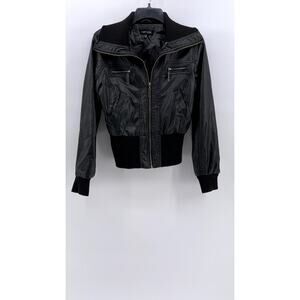 NEW LOOK Women's Black Faux-Leather Zip-Up Moto Jacket SZ M
